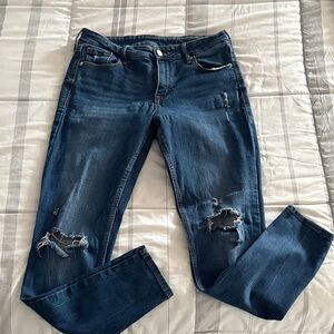Old Navy Dark Blue Distressed Skinny Jeans
